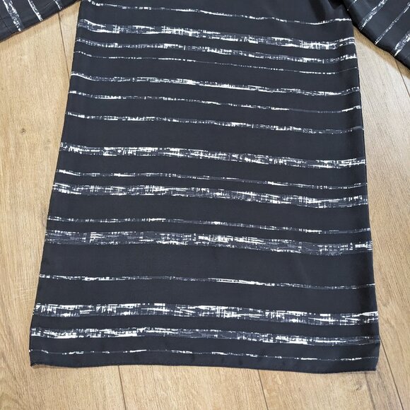 Vince Shadow Stripe Silk Dress Shift V-Neck 3/4 Sleeve Women's Sz S - Picture 12 of 12